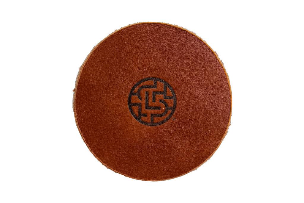 high quality leather coaster set - persimmon