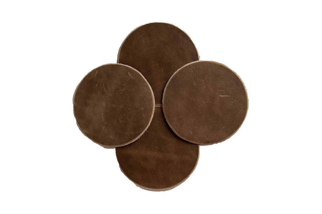 high quality leather coaster set - stone