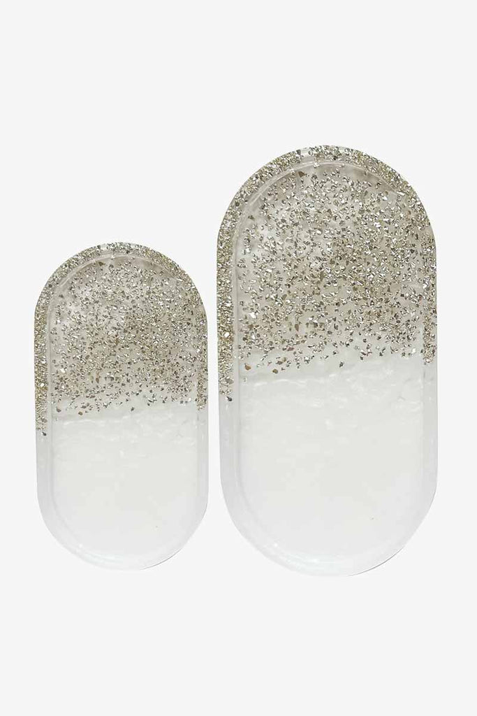 Crushed Glass Pearl Oval Vanity Tray - esselleSF