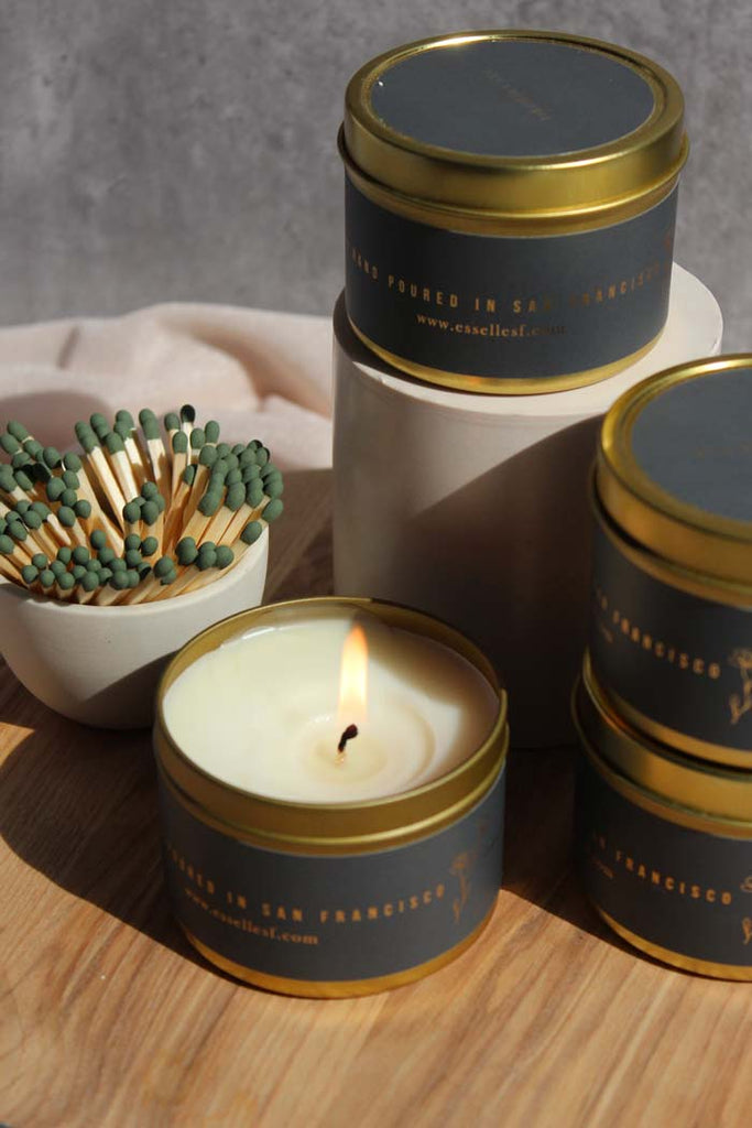 Geranium & Sandalwood Gold Tin Candle - esselleSF