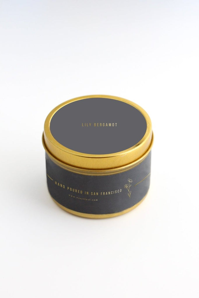 Lily & Bergamot Gold Tin Candle - esselleSF