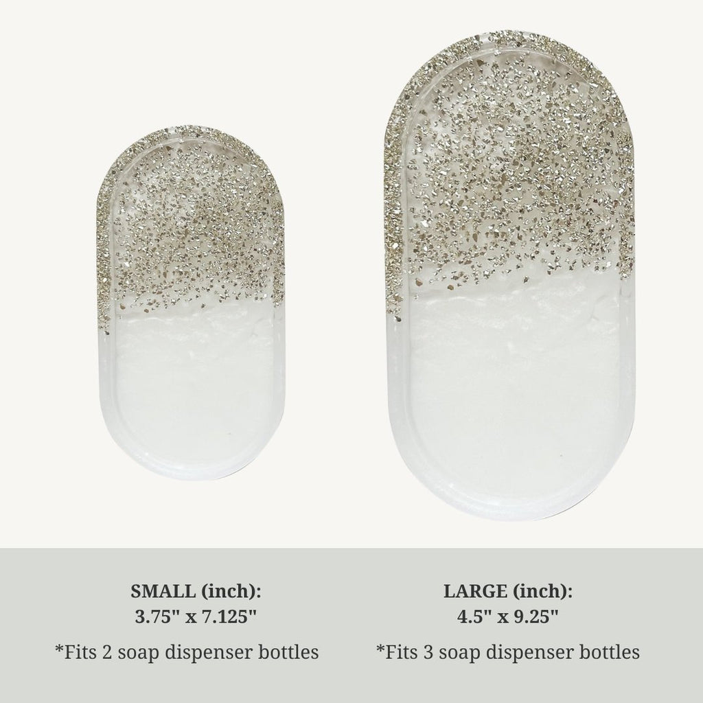 Pearl Crushed Glass Oval Vanity Tray - esselleSF