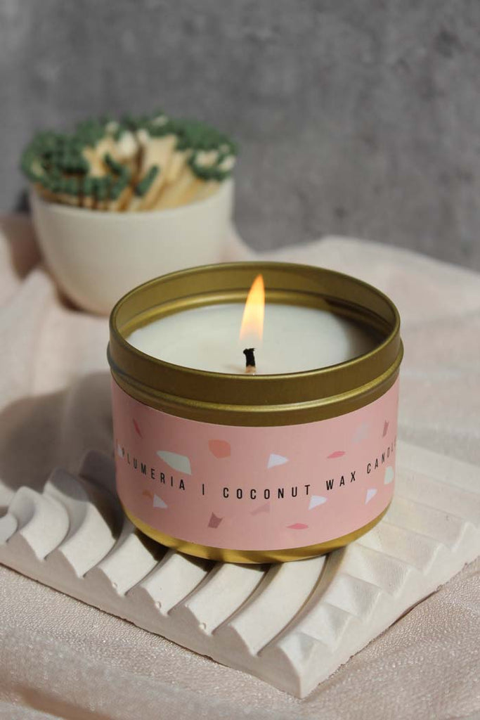 Plumeria Gold Tin Candle - esselleSF